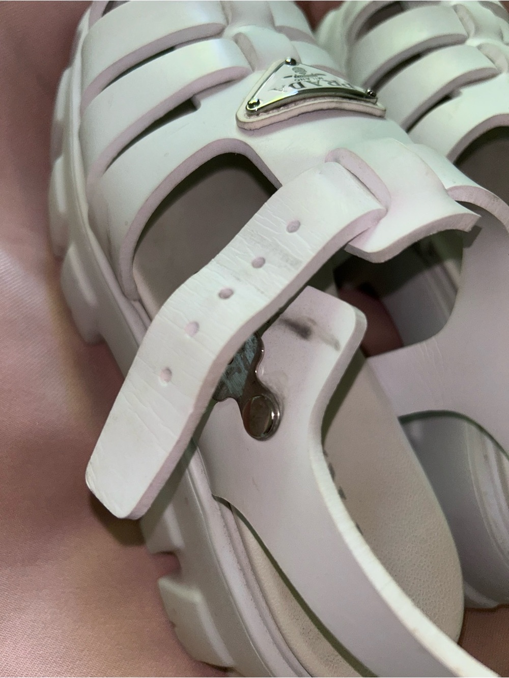 Prada White Rubber Monolith sandals Size 37 - Picture 11 of 13